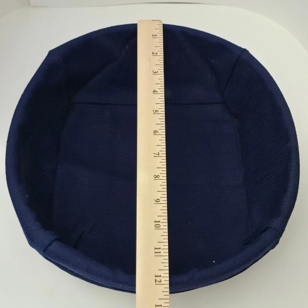 Longaberger Large Catch All Basket 2006 Navy Blue Liner Protector Brown Woven